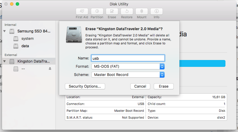 format a hard drive on mac for windows fat or exfat